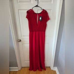 Fashion Nova Red/ BlackMaxi  Jumpsuit